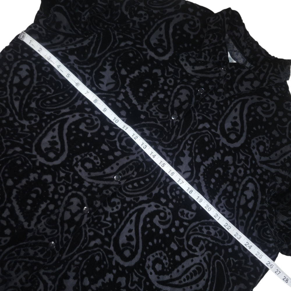 Annie Alexander Velvet Burnout Top‎ Womens 2X Black Paisley Button Front Blouse - Picture 7 of 8
